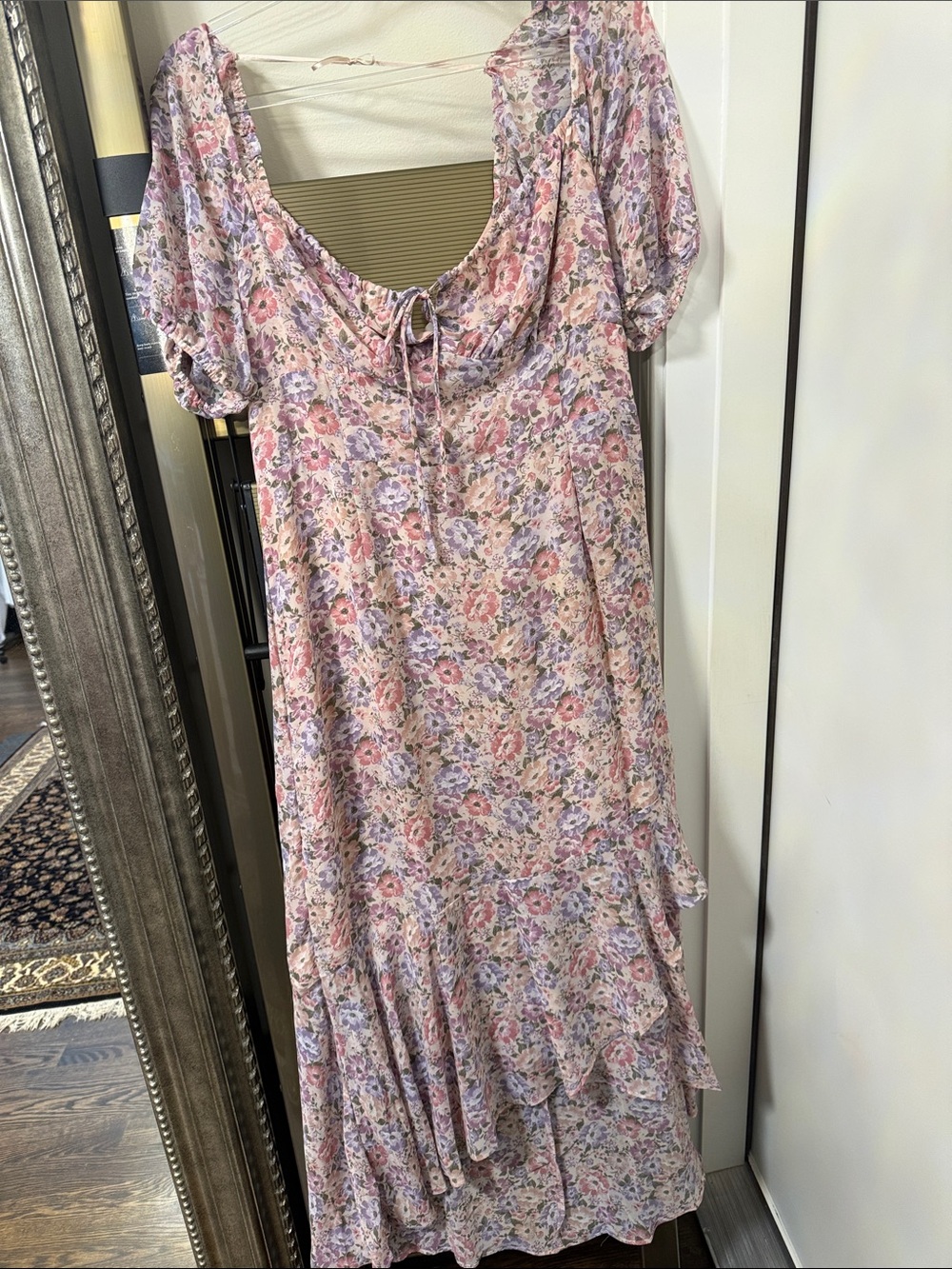 Pink Floral Ruffle Maxi Dress ASTR